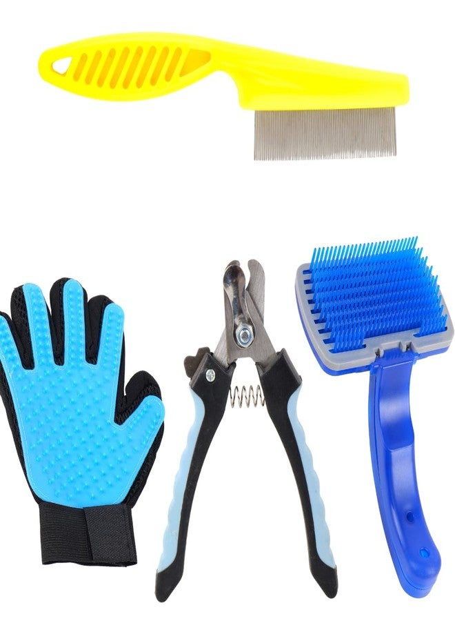 REGIIS Dog Grooming Comb and Chain Collar Set, Yellow Brush with Metal Teeth, Gold Chain(2 PACK) - Image 1